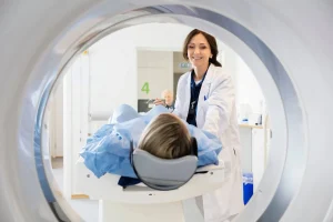 A full-body MRI is a radiation-free, head-to-toe imaging study that uses magnetic resonance technology to produce detailed images of organs, soft tissues, blood vessels, lymph nodes, the spine, and joints in a single appointment.